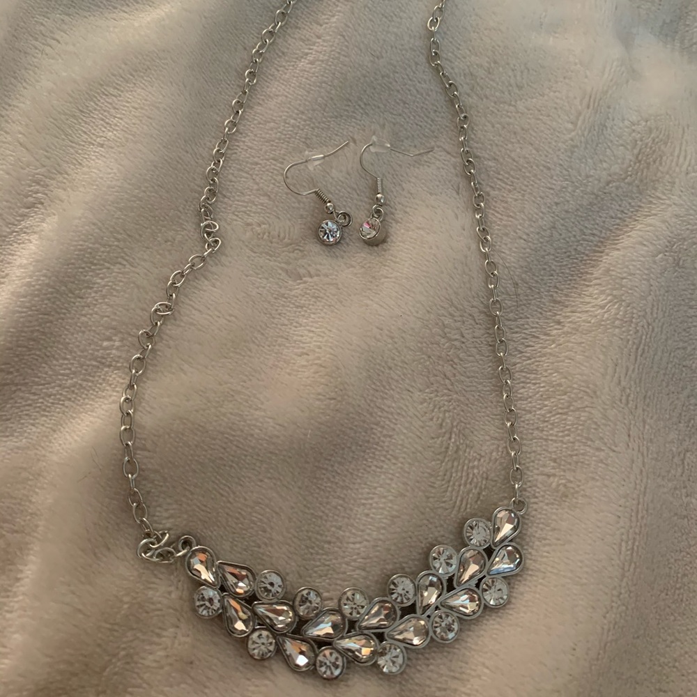 Diamond necklace with matching earrings